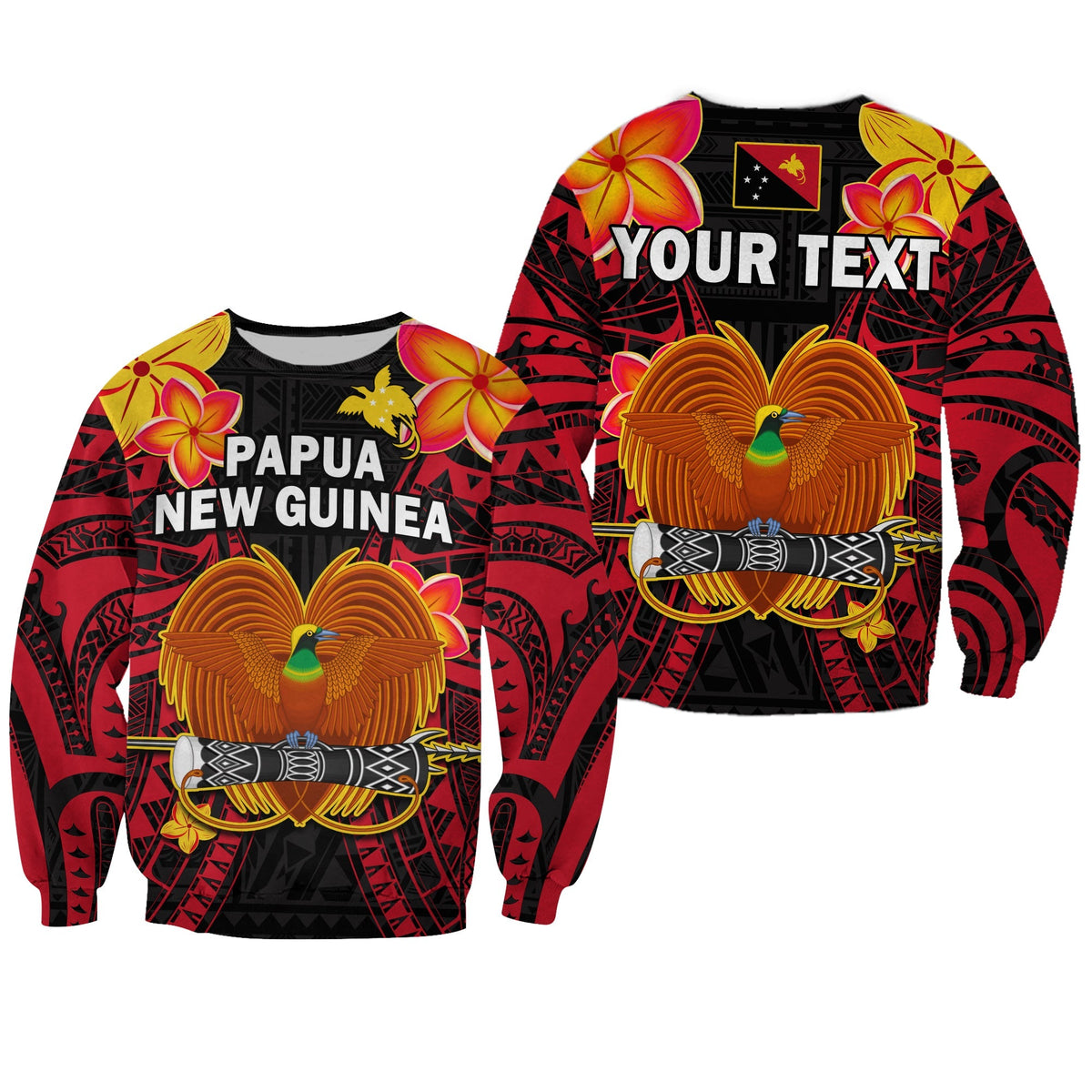 Custom Personalised Papua New Guinea Sweatshirt PNG Bird Of Paradise Polynesian Pattern - Wonder Print Shop