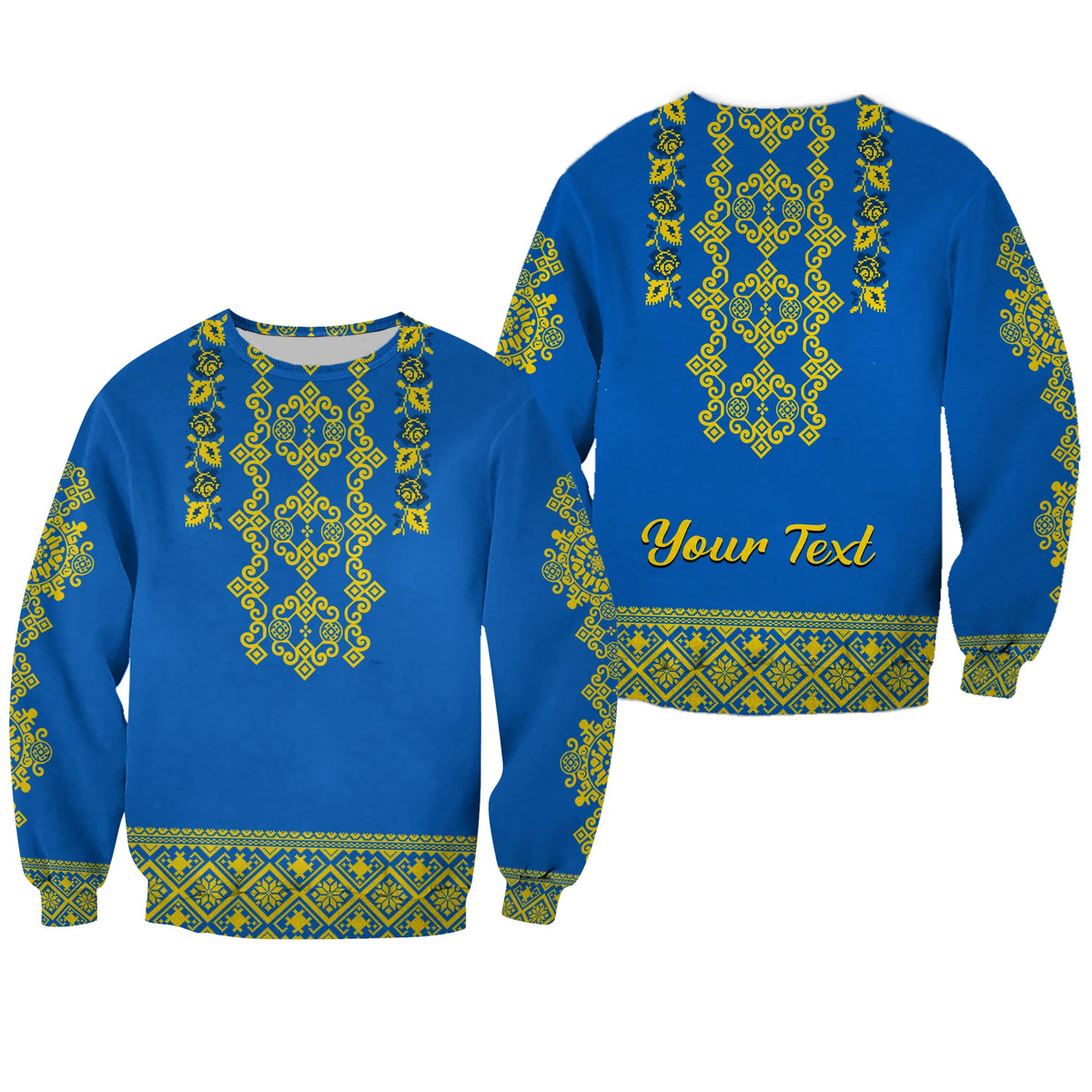 (Custom Personalised) Ukraine Sweatshirt Yellow Ukrainian Folk - Wonder Print Shop