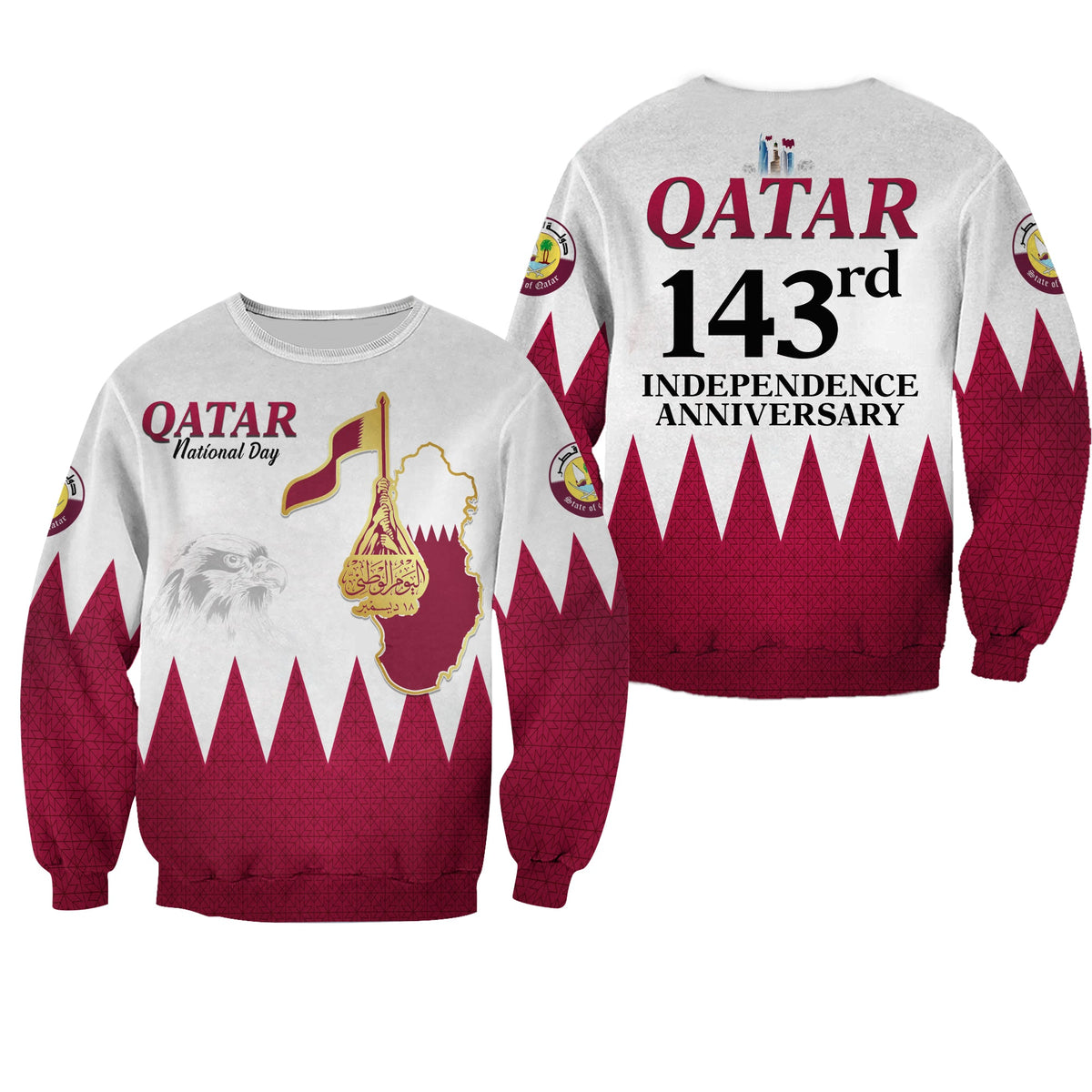 Qatar Sweatshirt Happy National Day Style Flag LT13 - Wonder Print Shop