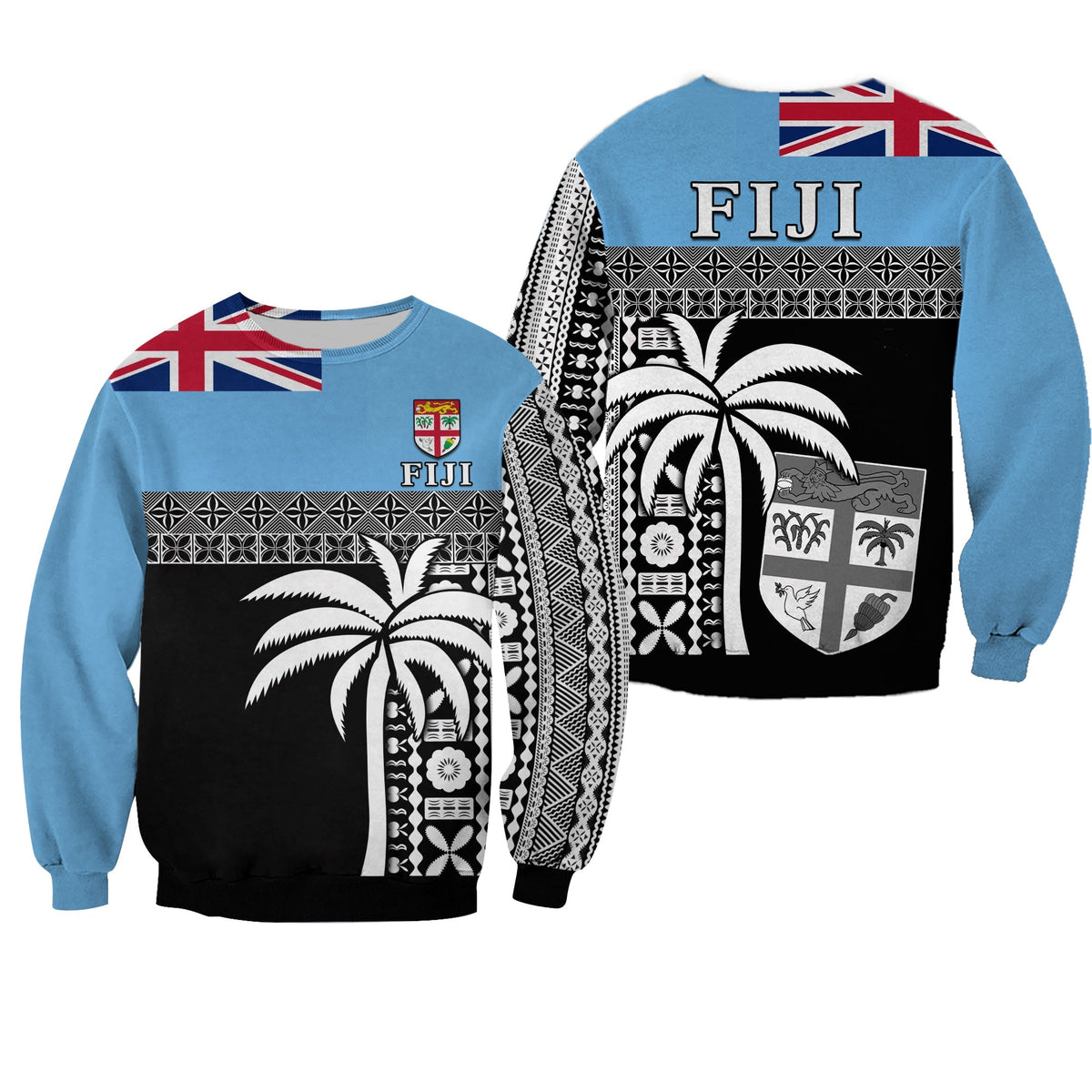 Fiji Tapa Pattern Sweatshirt Coconut Tree LT13 - Wonder Print Shop