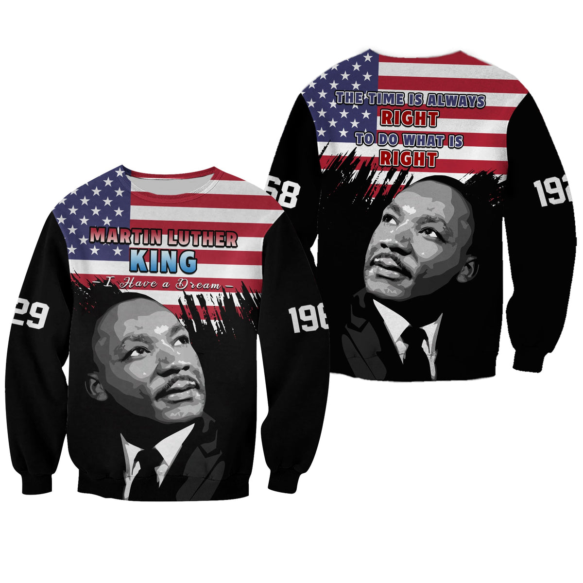 United States Sweatshirt United States Happy MLK Day Flag Grunge Style - Wonder Print Shop