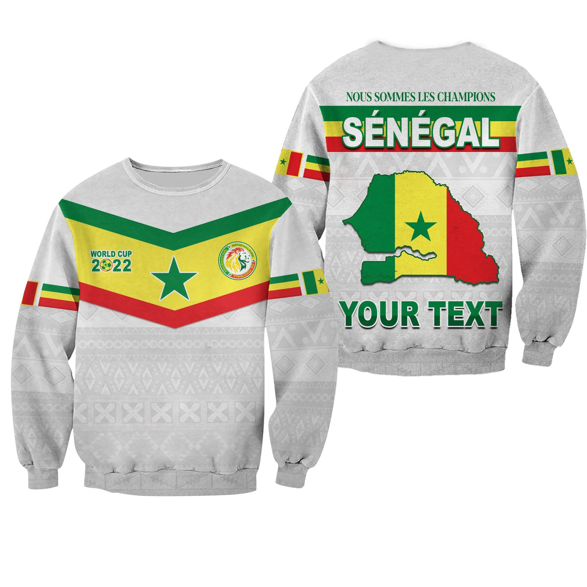 (Custom Personalised) Senegal Football 2022 Sweatshirt Champion Teranga Lions Mix African Pattern LT13 - Wonder Print Shop