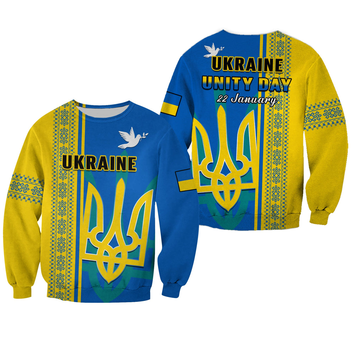 Ukraine Unity Day Sweatshirt Folk Ukrainian Coat Of Arms - Wonder Print Shop