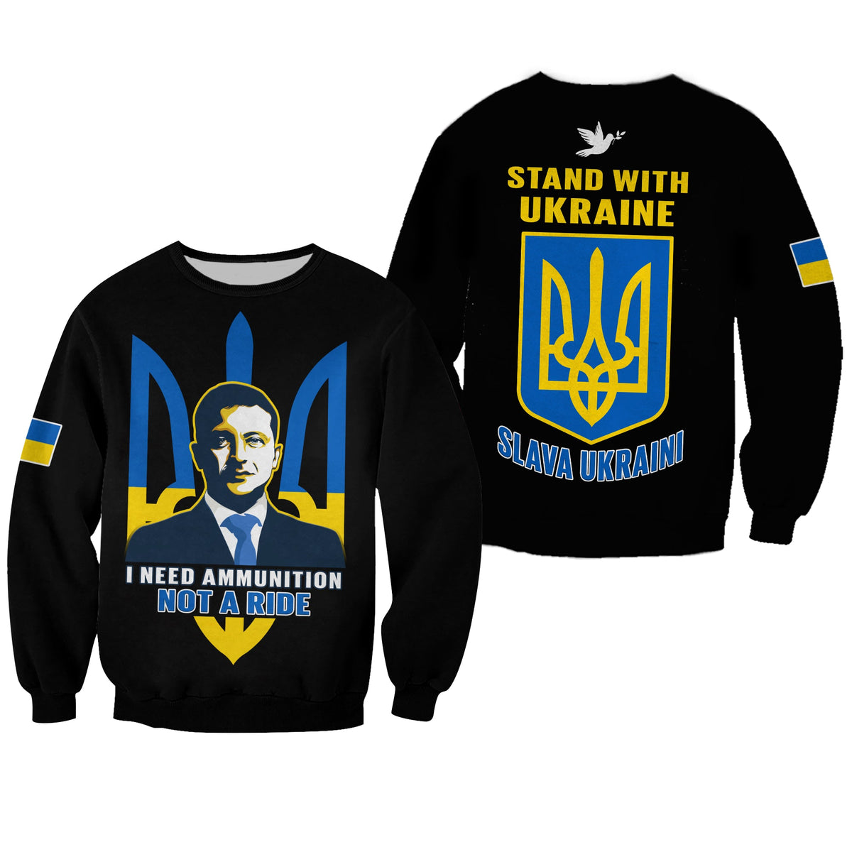 Ukraine Sweatshirt Ukraine Gold Trident Slava Ukraini Black - Wonder Print Shop