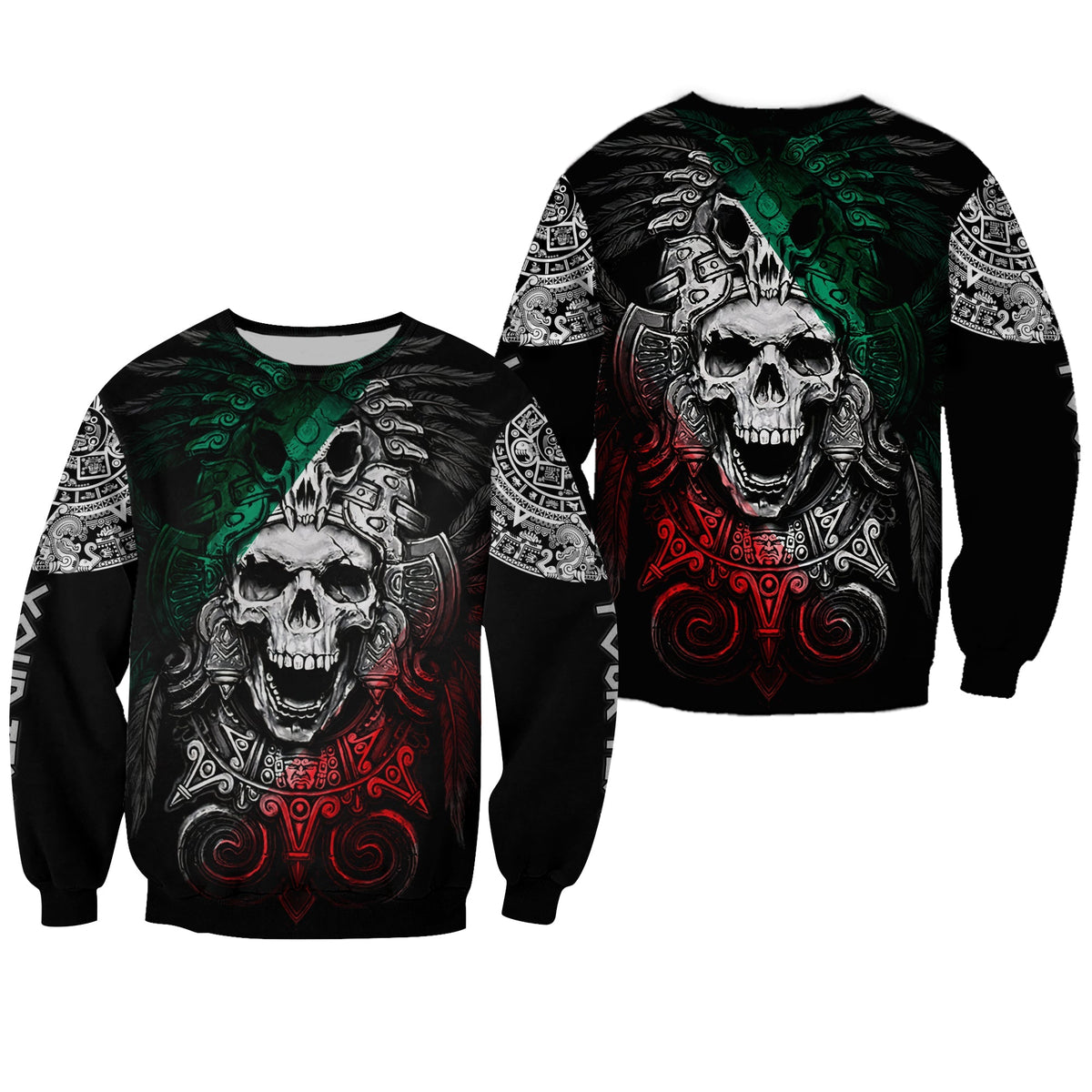 Custom Personalised Mexico Sweatshirt Skull Eagle Aztec LT13 - Wonder Print Shop