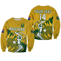 (Custom Text And Number) South Africa Cricket Sweatshirt Go Proteas Unique Style - Wonder Print Shop