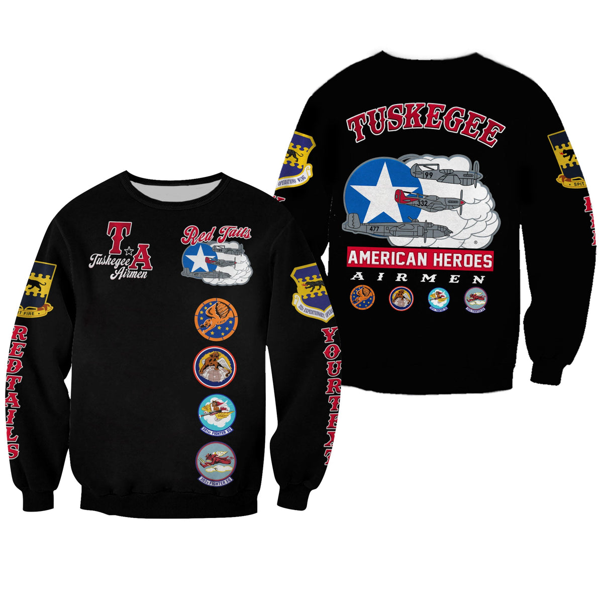 (Custom Personalised) Tuskegee Airmen Sweatshirt Red Tail Angels American Heros - Wonder Print Shop