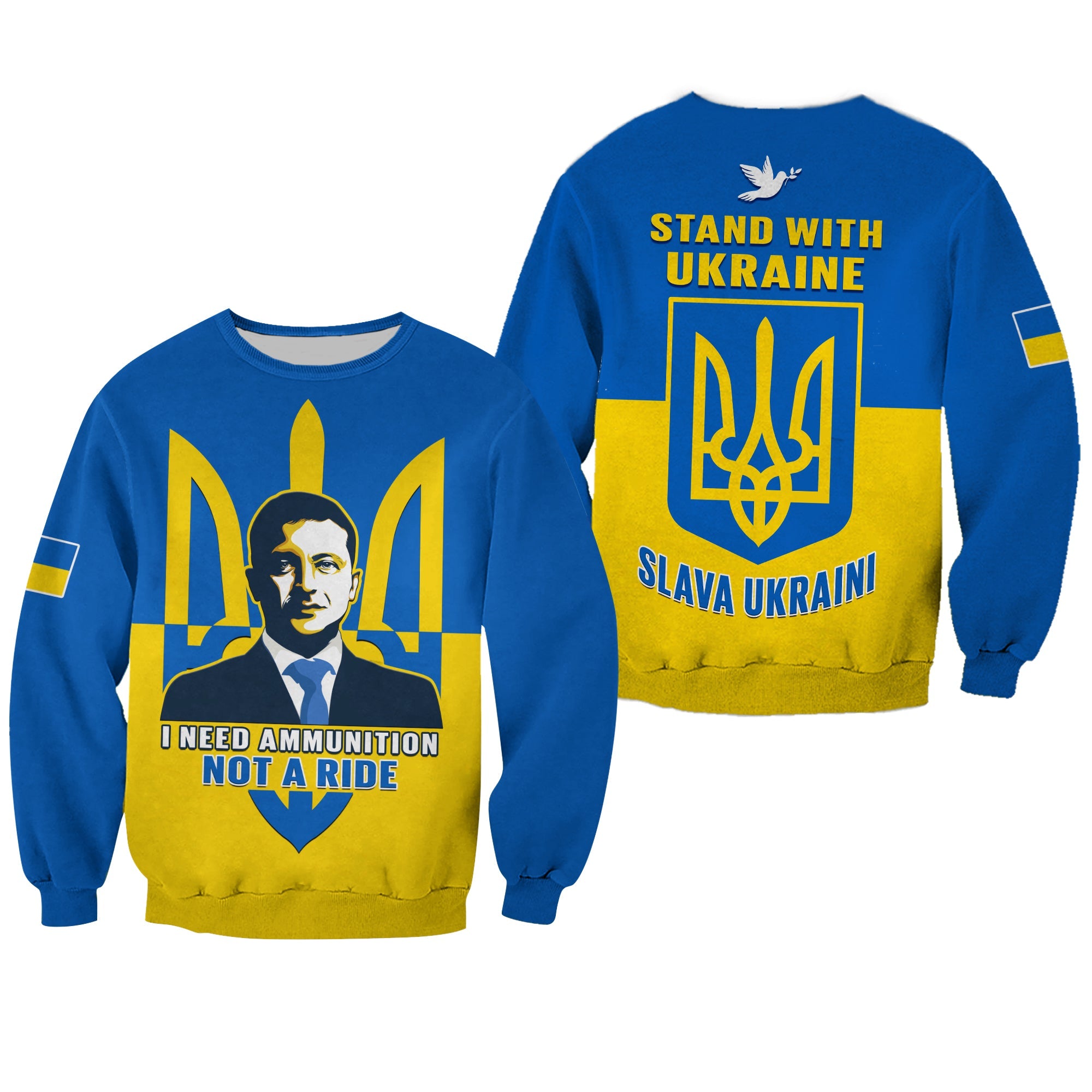 Ukraine Sweatshirt Ukraine Gold Trident Slava Ukraini Blue - Wonder Print Shop