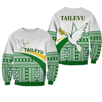Tailevu Rugby Sweatshirt Fiji Rugby Tapa Pattern White LT13 - Wonder Print Shop