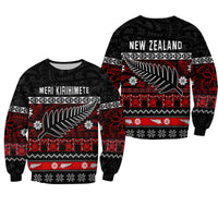 New Zealand Silver Fern Christmas Sweatshirt Maori Meri Kirihimete LT13 - Wonder Print Shop