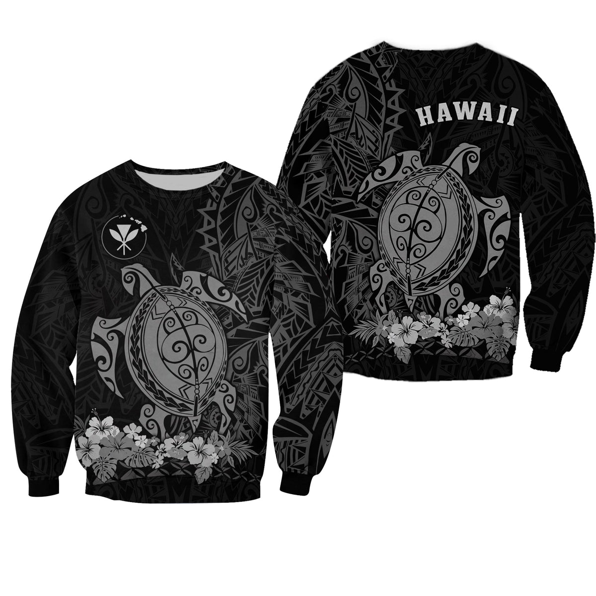 Hawaii Polynesian Sweatshirt Gray Sea Turtles Hawaiian LT13 - Wonder Print Shop