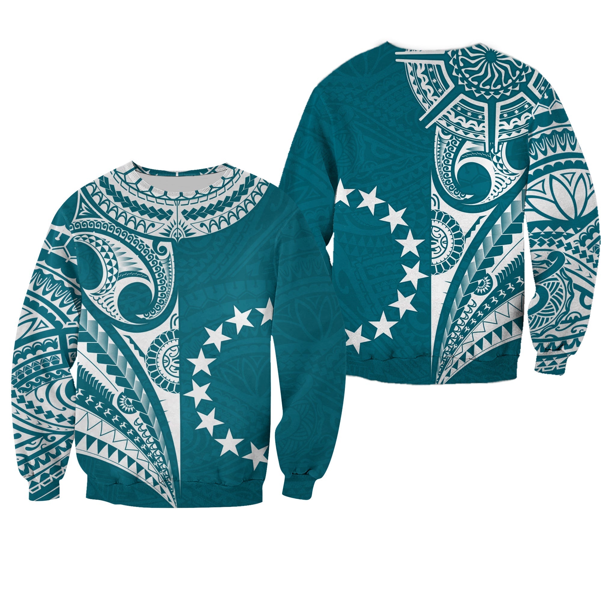 Cook Islands Tatau Sweatshirt Symbolize Passion Stars Version Blue LT13 - Wonder Print Shop