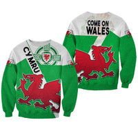 Wales Football Sweatshirt Come On Welsh Dragons With Celtic Knot Pattern - Wonder Print Shop