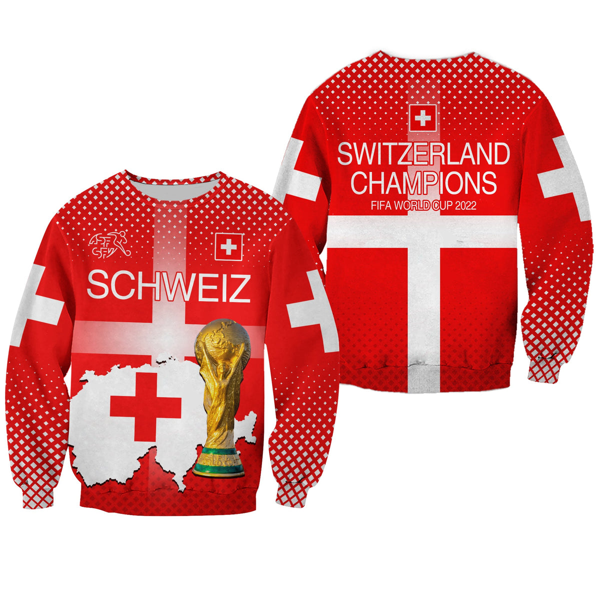 Switzerland Football Sweatshirt Schweizer Pati Champion 2022 World Cup LT13 - Wonder Print Shop