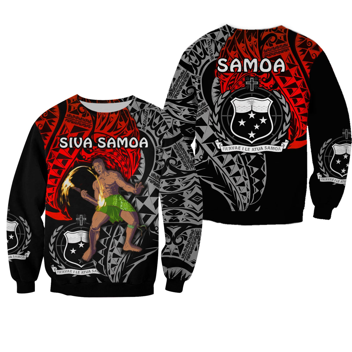 Siva Samoa Sweatshirt Samoan Dance Mix Red Polynesian LT13 - Wonder Print Shop