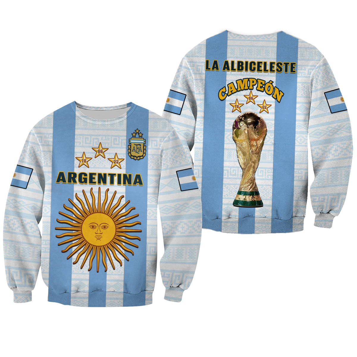 Argentina Football Sweatshirt World Cup La Albiceleste 3rd Champions Proud - Wonder Print Shop
