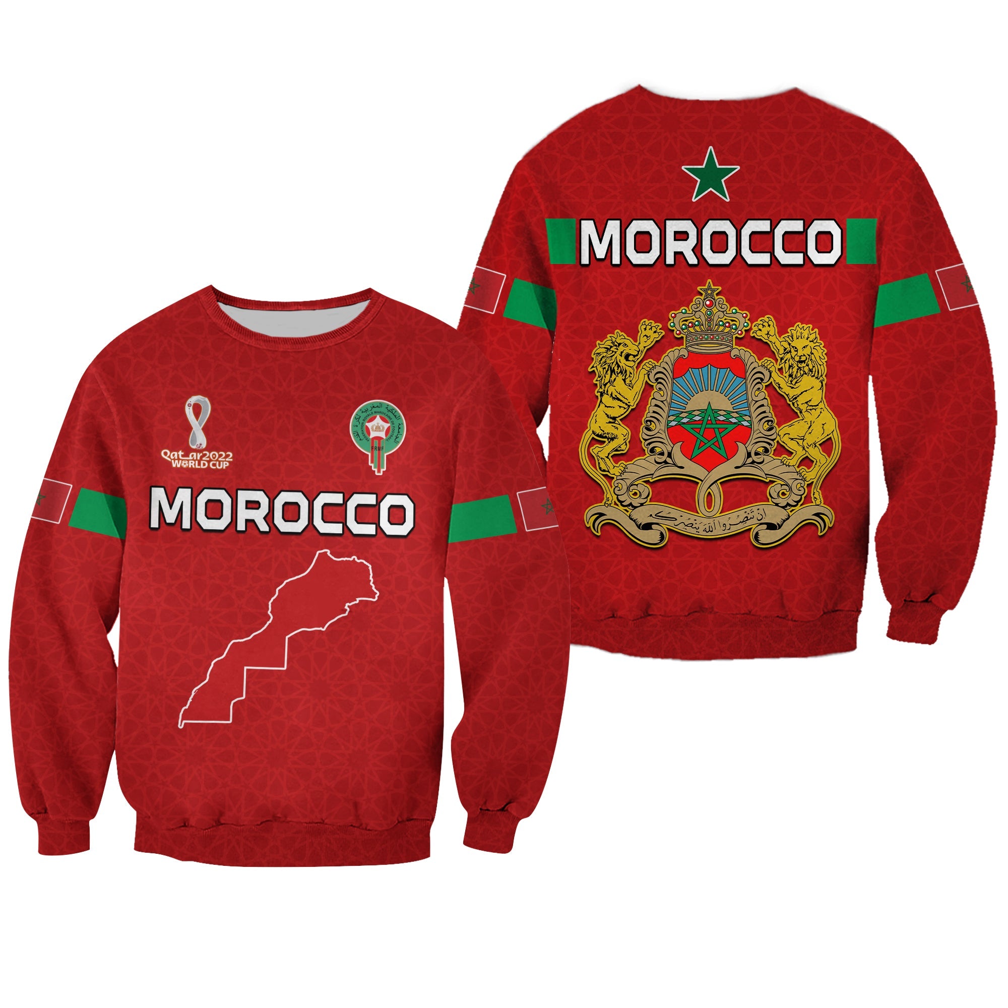 Morocco Football Sweatshirt Champions World Cup New History LT13 - Wonder Print Shop