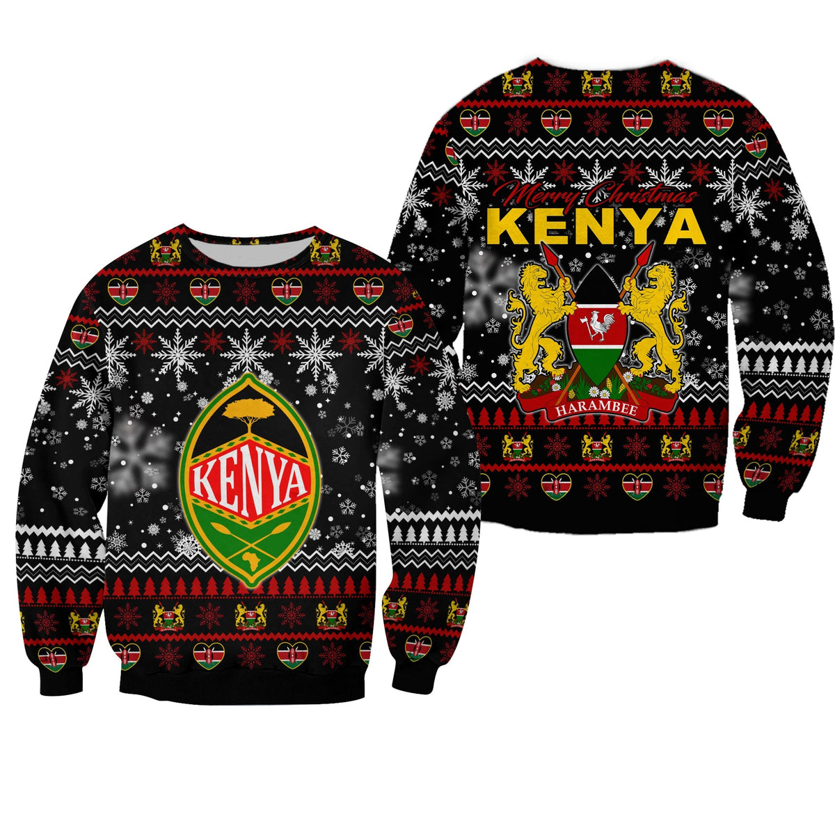 Kenya Christmas Sweatshirt Shield mix African Pattern LT13 - Wonder Print Shop