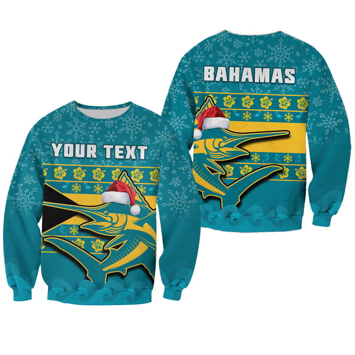 (Custom Personalised) Bahamas Sweatshirt Bahamian Blue Marlin Merry Christmas - Wonder Print Shop