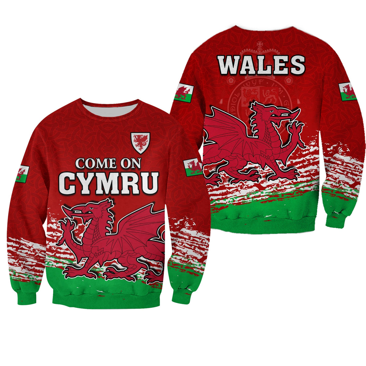 Wales Football 2022 Sweatshirt Come On CYMRU The Red Wall LT13 - Wonder Print Shop