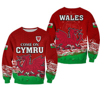 Wales Football 2022 Sweatshirt Come On CYMRU The Red Wall LT13 - Wonder Print Shop