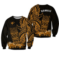 Hawaii Polynesian Sweatshirt Gold Tiki Masks Hawaiian LT13 - Wonder Print Shop
