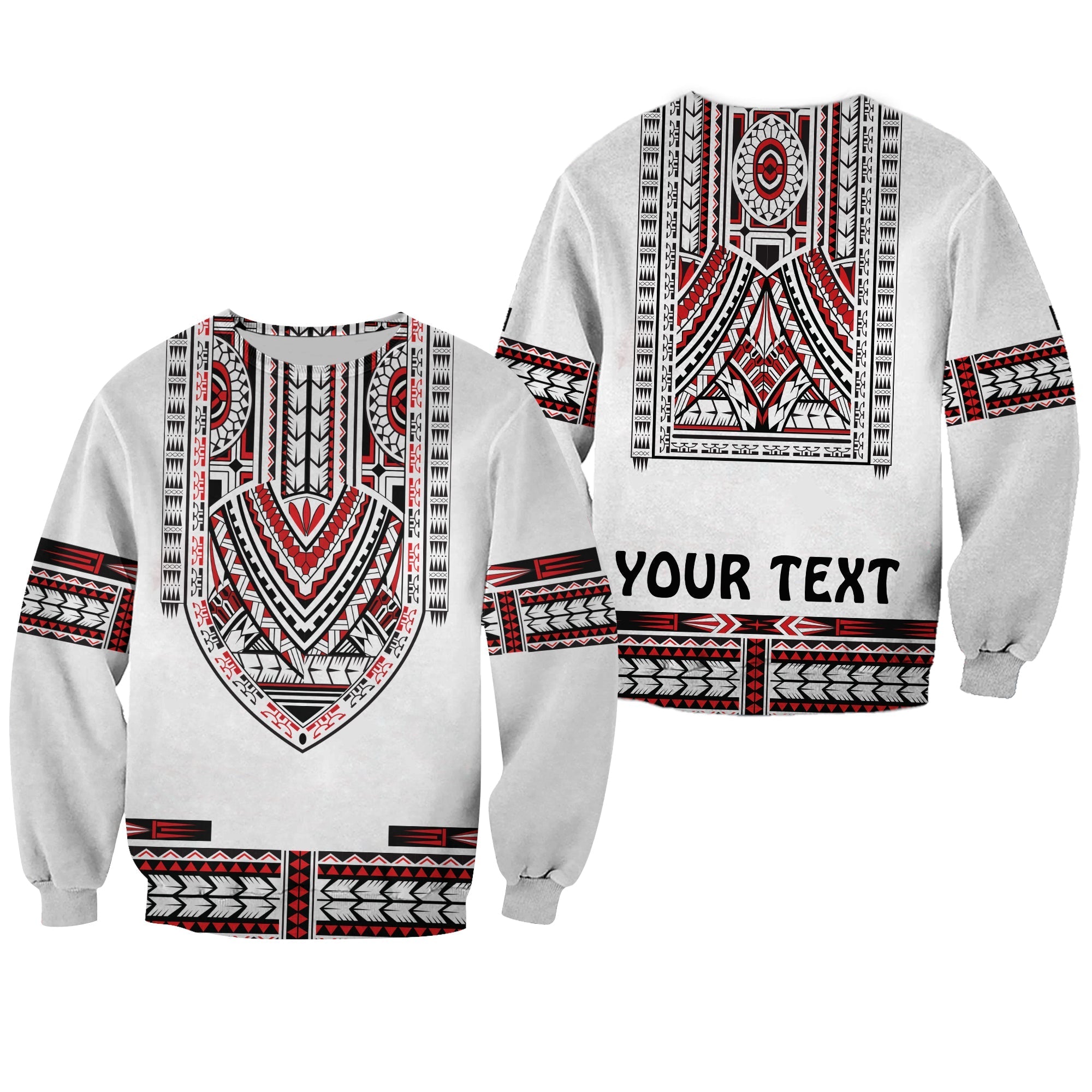 Custom Personalised Polynesian Sweatshirt Dashiki With Polynesian Tattoo Royal Version - Wonder Print Shop