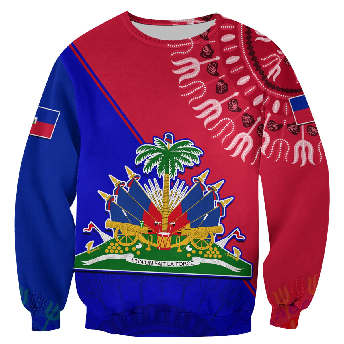 (Custom Personalised) Haiti Sweatshirt Haiti Flag Dashiki Simple Style - Wonder Print Shop