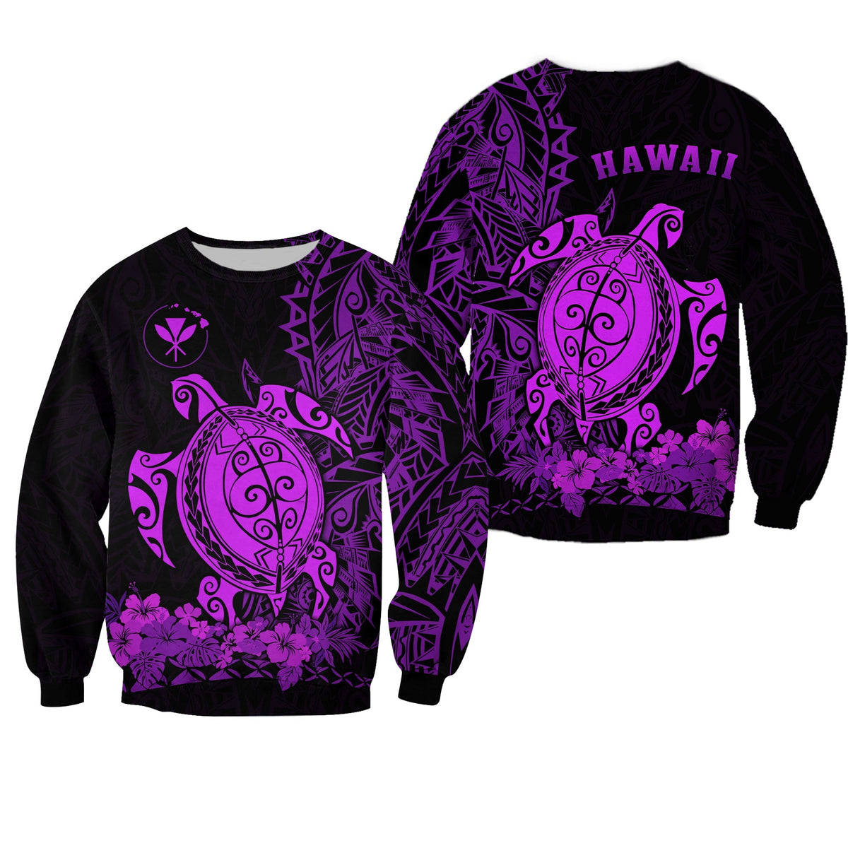 Hawaii Polynesian Sweatshirt Purple Sea Turtles Hawaiian LT13 - Wonder Print Shop