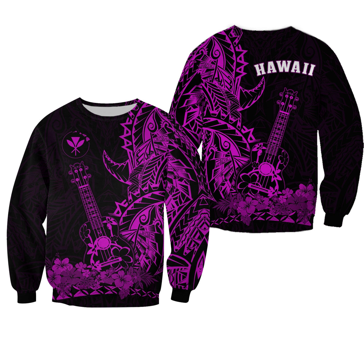 Hawaii Polynesian Sweatshirt Ukulele Purple LT13 - Wonder Print Shop