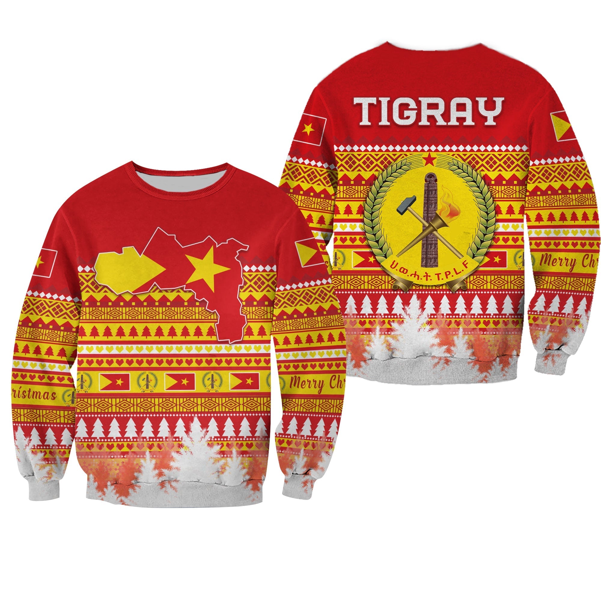Tigray Sweatshirt Merry Christmas Mix African Pattern LT13 - Wonder Print Shop