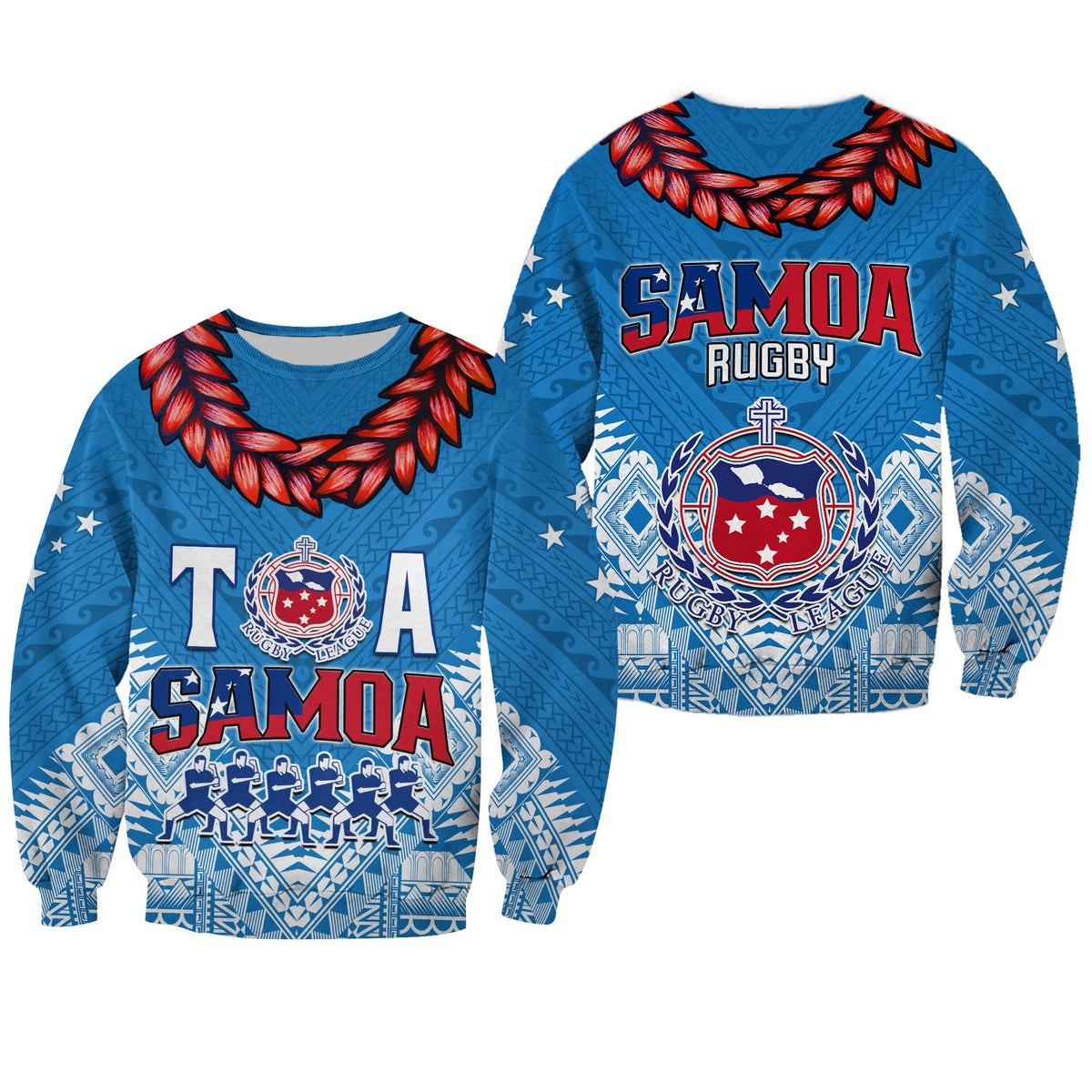 Toa Samoa Rugby Sweatshirt Manu Siva Tau Style Ulafala LT13 - Wonder Print Shop
