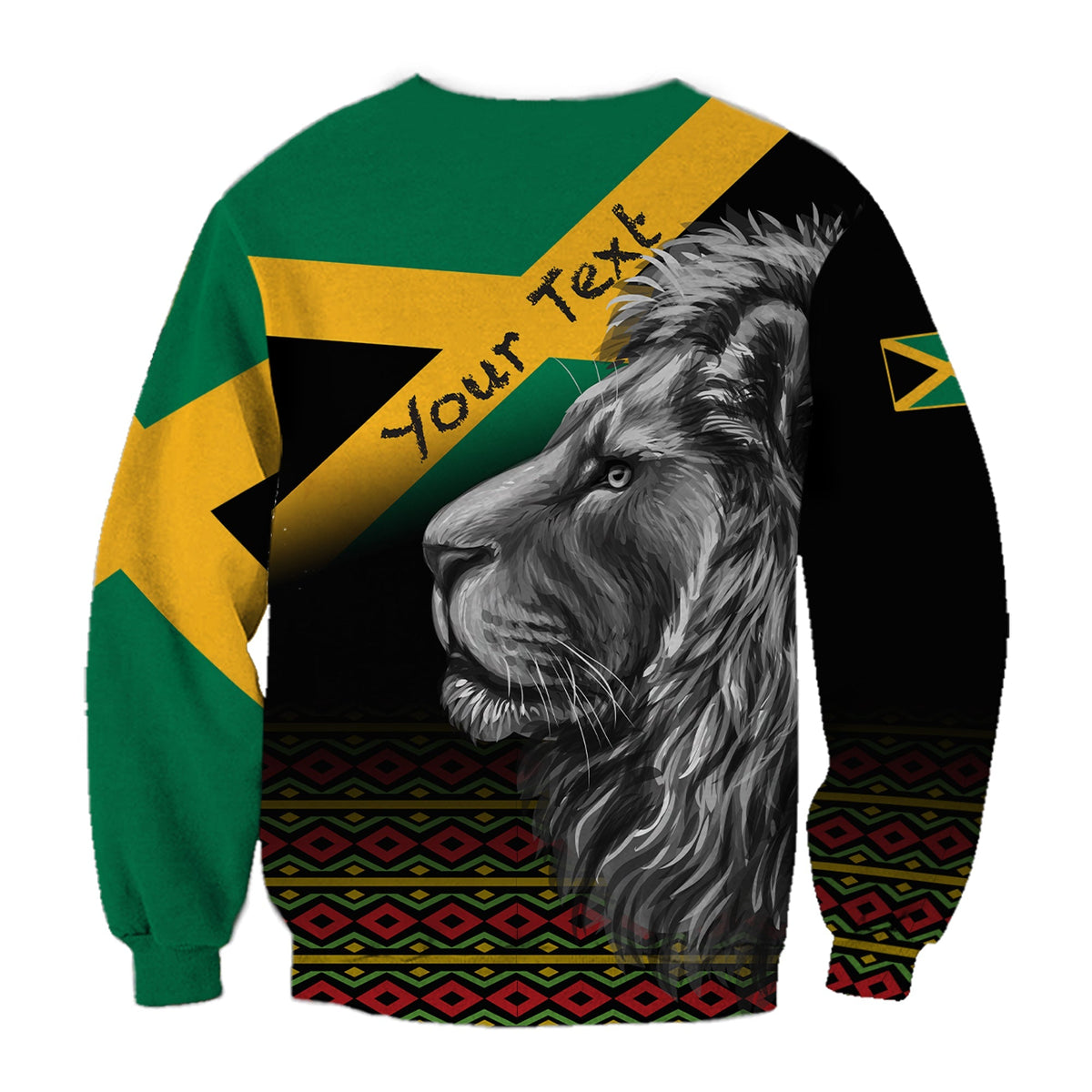 (Custom Personalised) Jamaica Lion Sweatshirt Jamaican Pattern Version Black LT13 - Wonder Print Shop