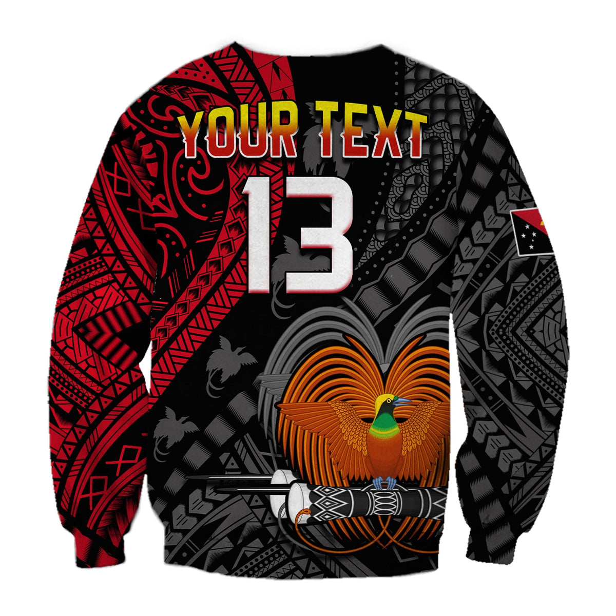 Custom Text and Number Papua New Guinea Sweatshirt Raggiana Birds Of Paradise Happy 47th Independence Day LT13 - Wonder Print Shop