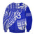 Custom Text and Number Fiji Rugby Sevens Sweatshirt Fijian 7s Tapa Polynesian Blue Ver.02 LT13 - Wonder Print Shop