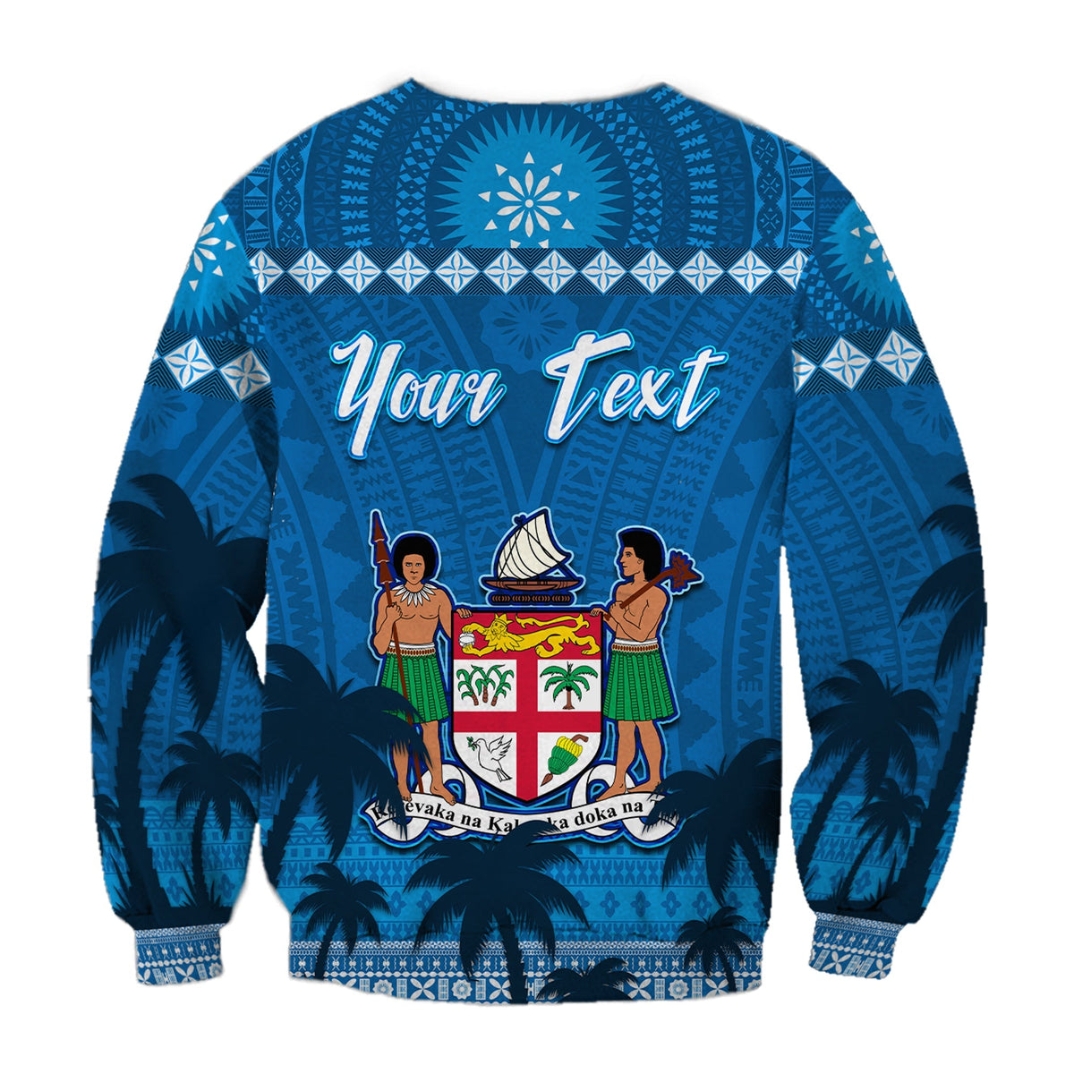 Custom Personalised Bula Fiji Day Sweatshirt Fijian Tapa with Palm Tree 52nd Anniversary LT13 - Wonder Print Shop