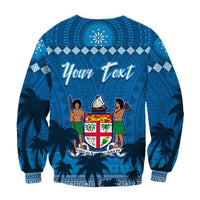 Custom Personalised Bula Fiji Day Sweatshirt Fijian Tapa with Palm Tree 52nd Anniversary LT13 - Wonder Print Shop