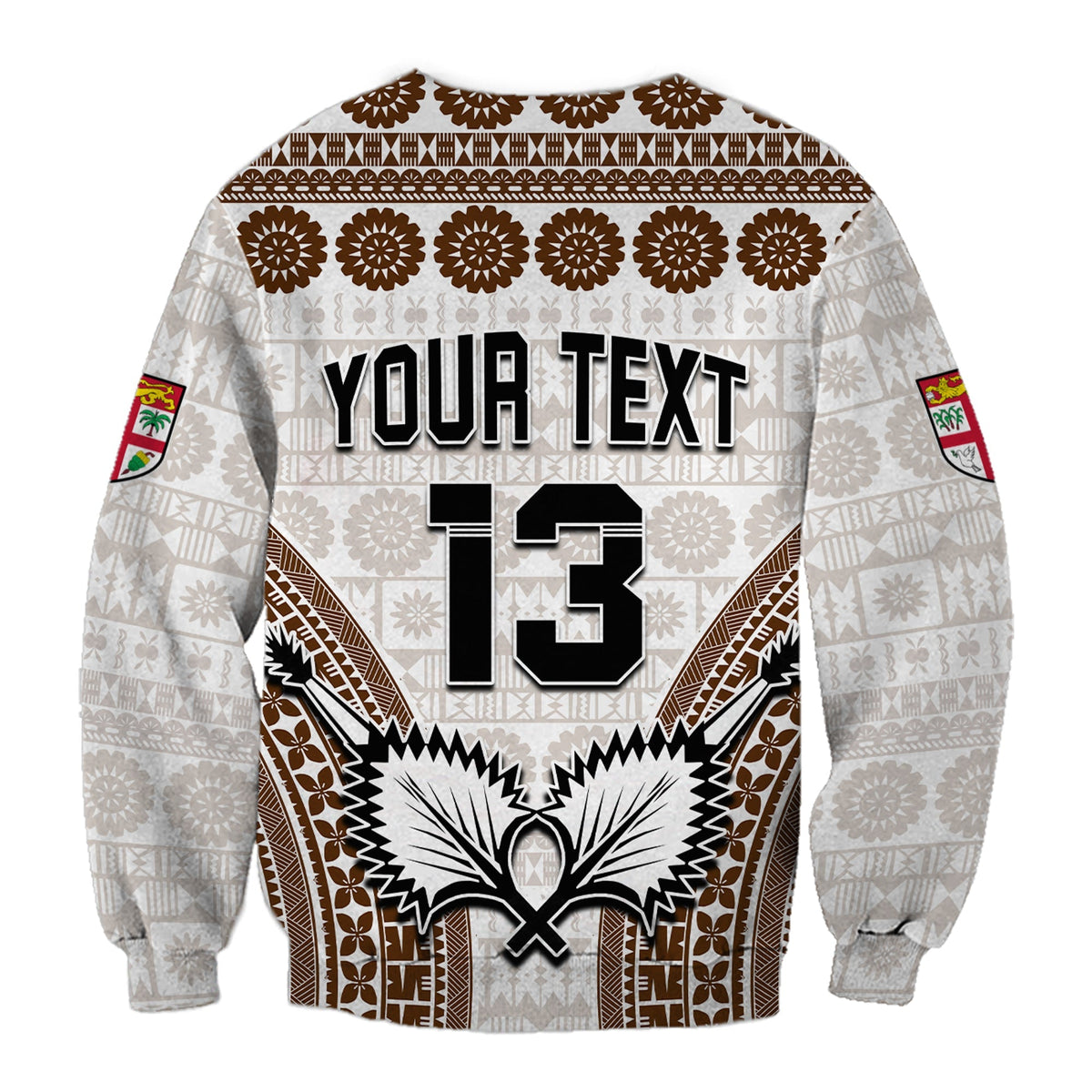 Custom Text and Number Fiji Rugby Bati Sweatshirt Proud Tapa Pattern LT13 - Wonder Print Shop