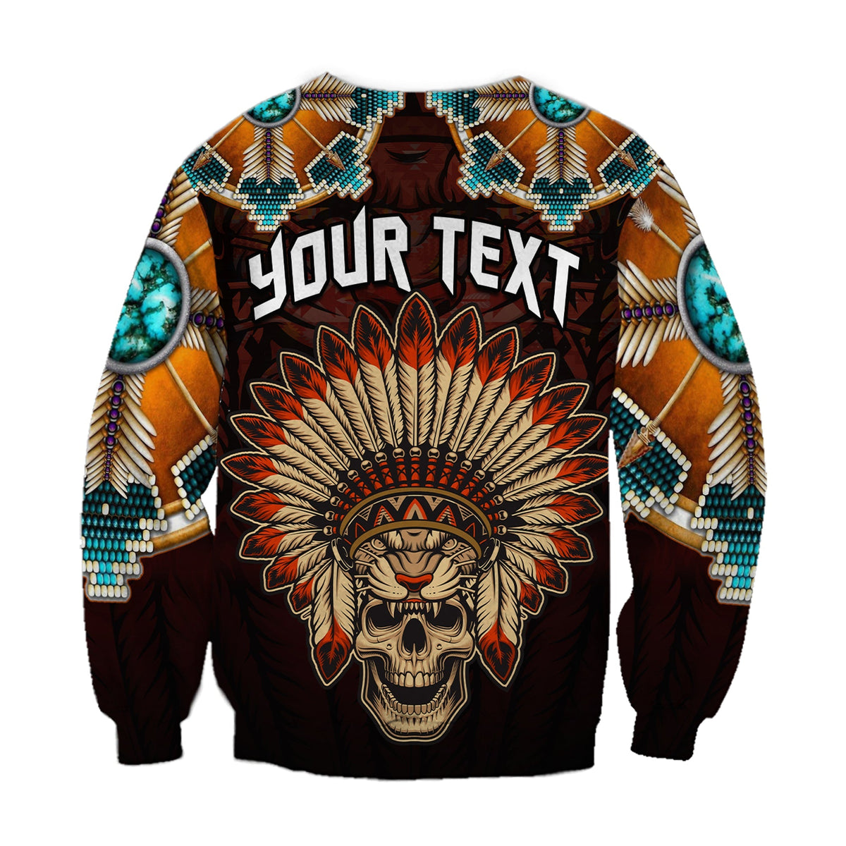 (Custom Personalised) The First Americans Sweatshirt Indian Headdress With Skull LT13 - Wonder Print Shop
