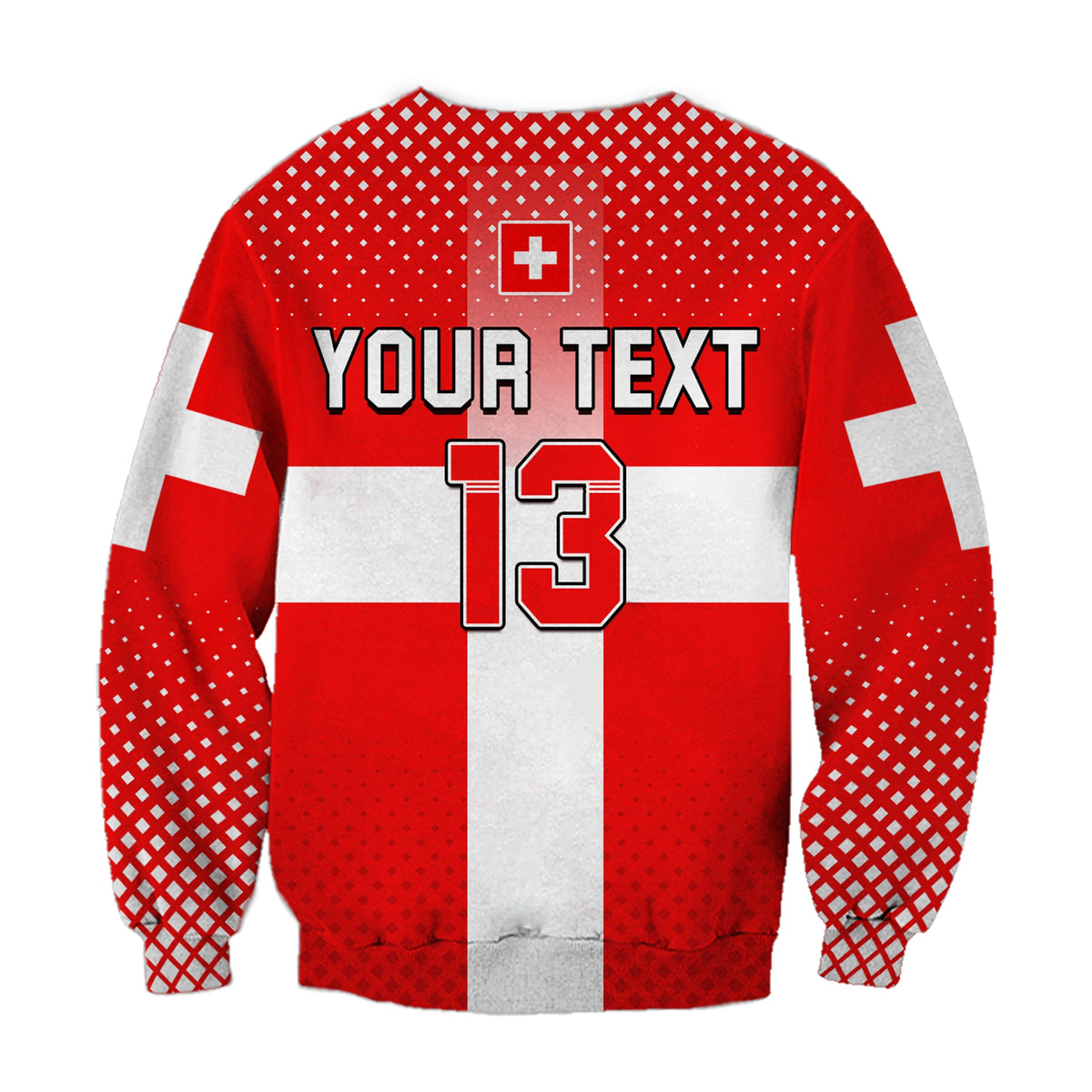 (Custom Text and Number) Switzerland Football Sweatshirt Schweizer Pati Champion 2022 World Cup LT13 - Wonder Print Shop