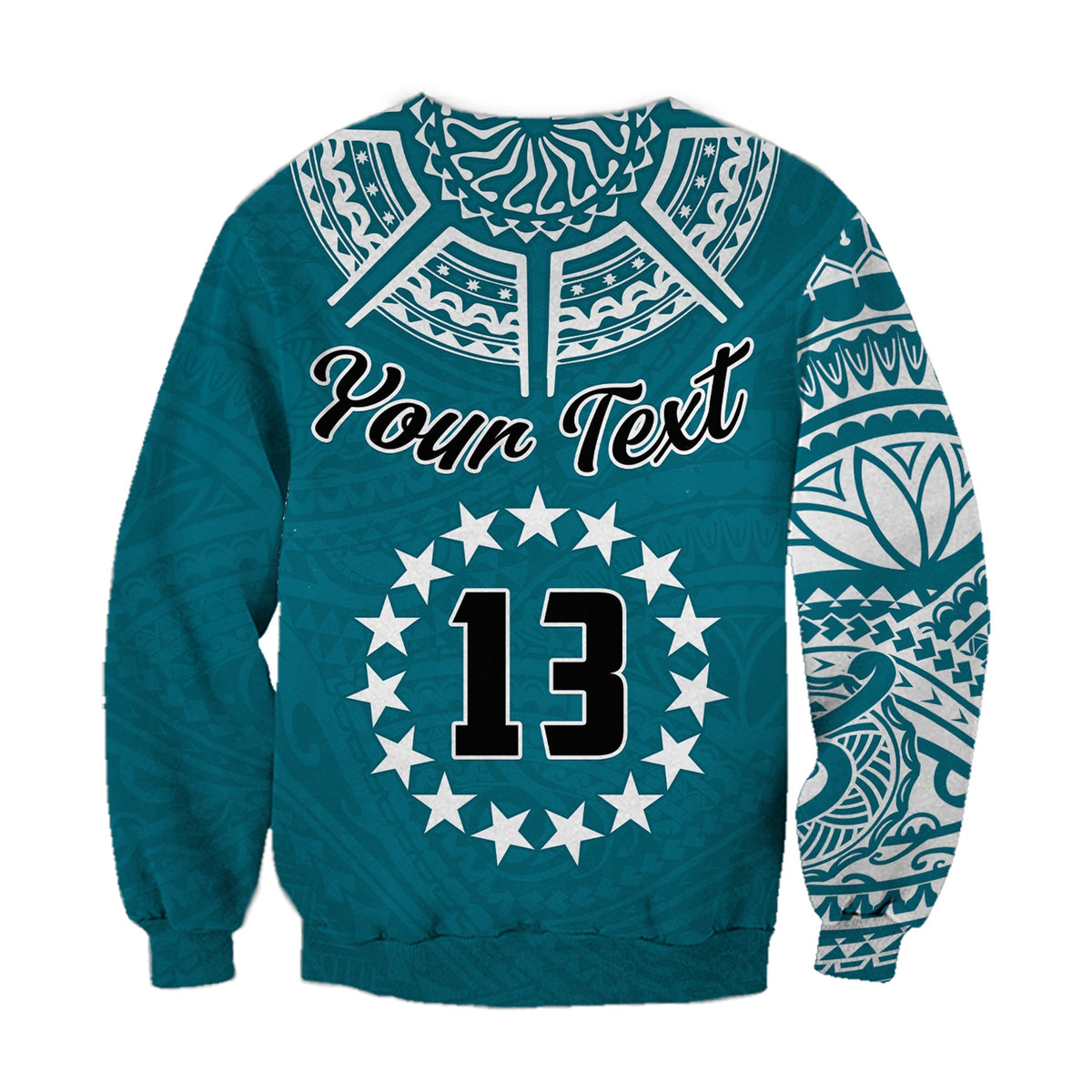 (Custom Text and Number) Cook Islands Tatau Sweatshirt Symbolize Passion Stars Version Blue LT13 - Wonder Print Shop