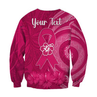 Custom Personalised Breast Cancer Awareness Sweatshirt Hibiscus Polynesian No One Fights Alone LT13 - Wonder Print Shop
