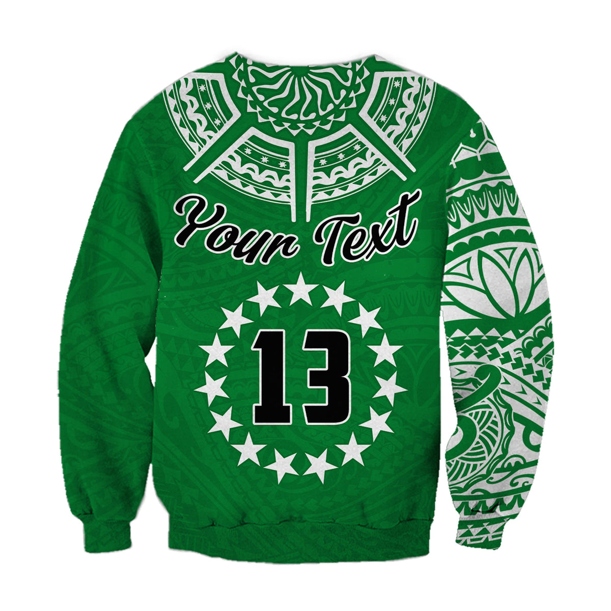 (Custom Text and Number) Cook Islands Tatau Sweatshirt Symbolize Passion Stars Version Green LT13 - Wonder Print Shop