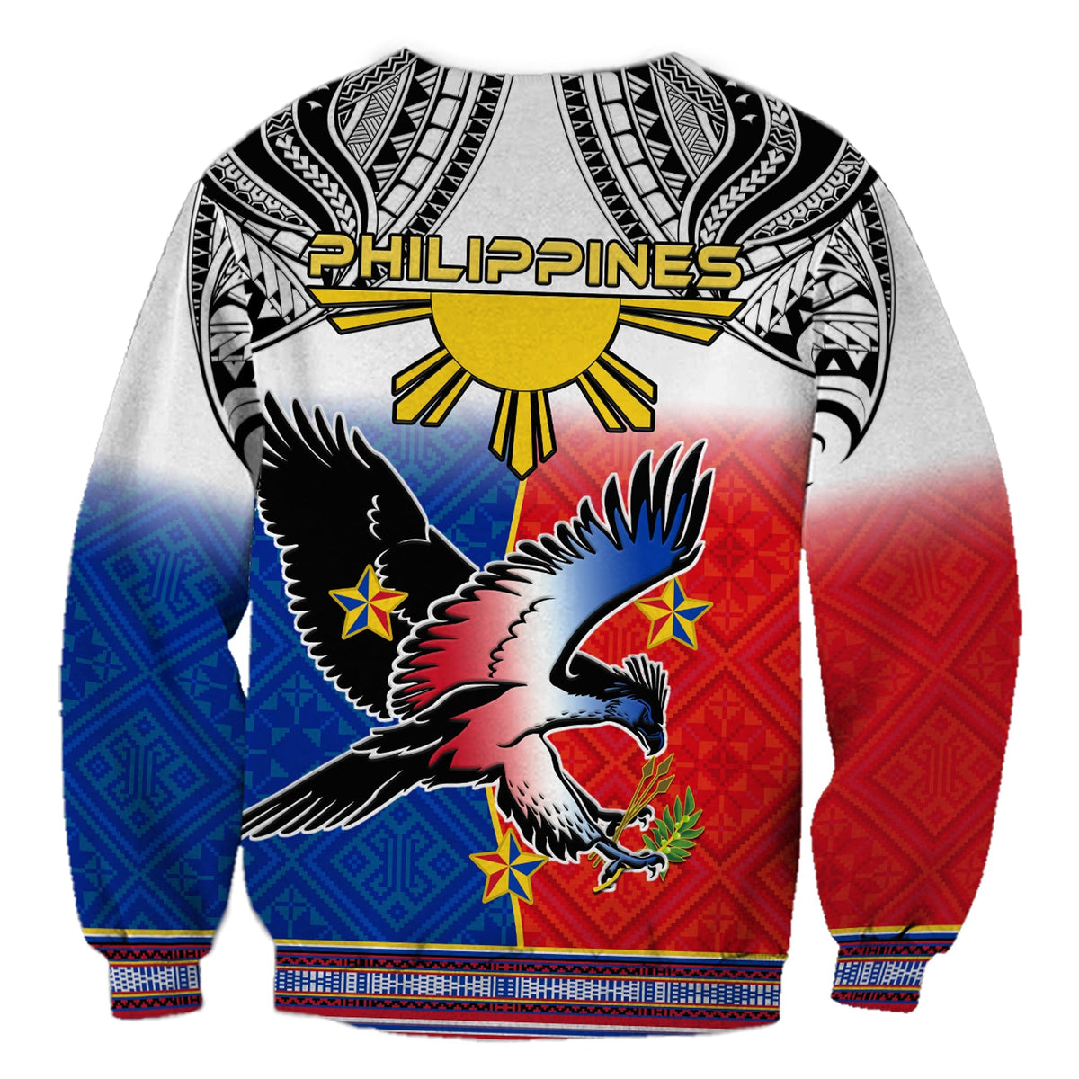 Philippines Sweatshirt Polynesian Filipino Pattern With Eagle - Wonder Print Shop