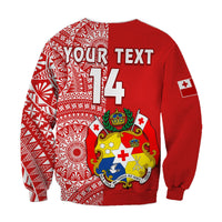Custom Text And Number Tonga Sweatshirt Tongan Coat Of Arms Ngatu Pattern - Wonder Print Shop