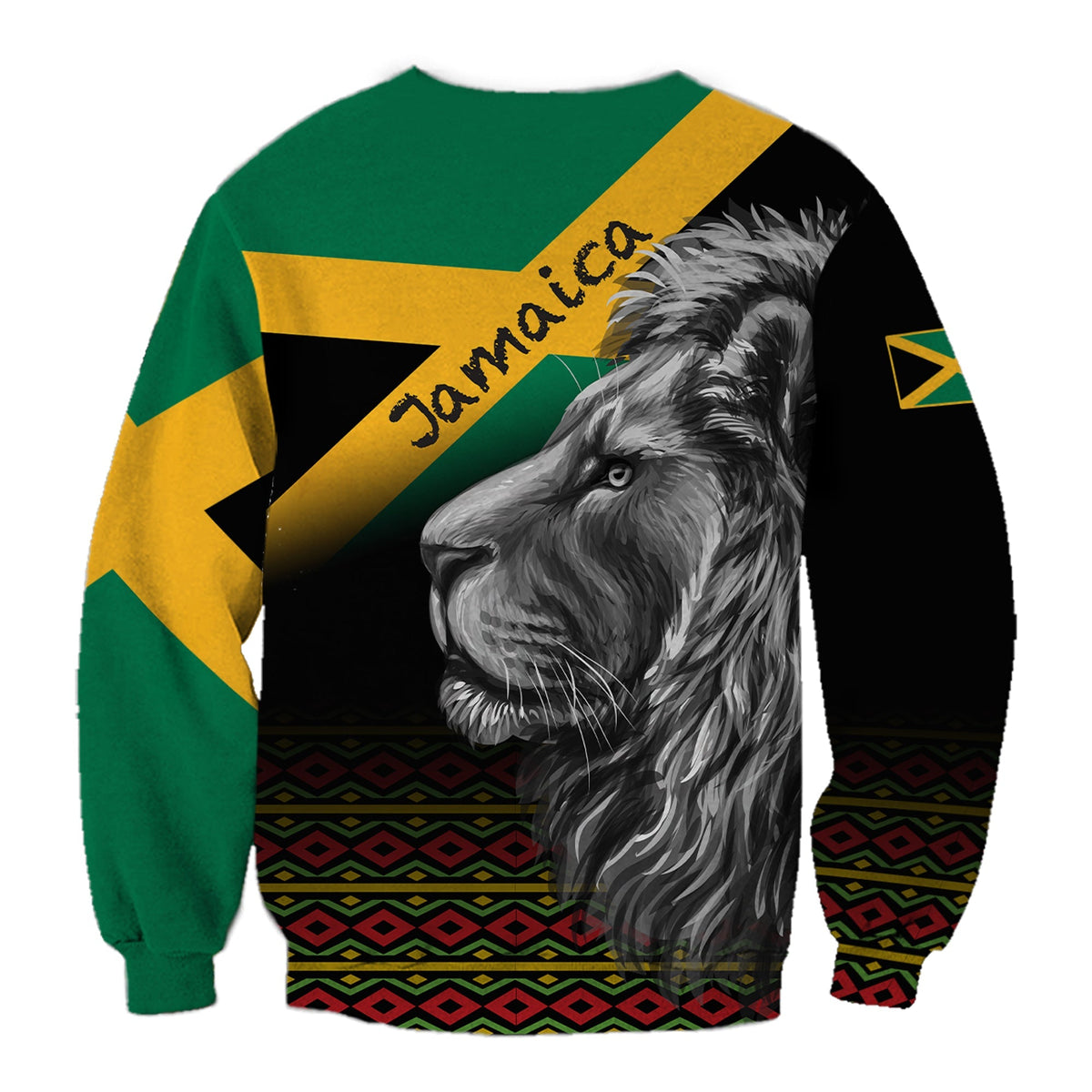 Jamaica Lion Sweatshirt Jamaican Pattern Version Black LT13 - Wonder Print Shop