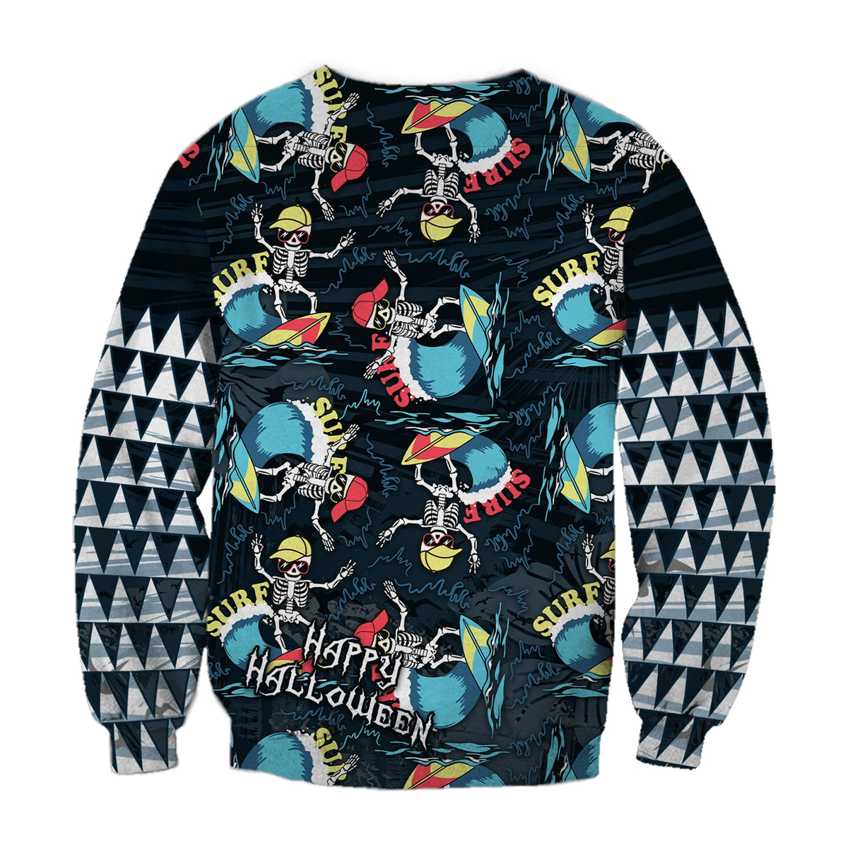 Hawaii Skeleton Surf Sweatshirt Halloween Hawaiian Tribal LT13 - Wonder Print Shop
