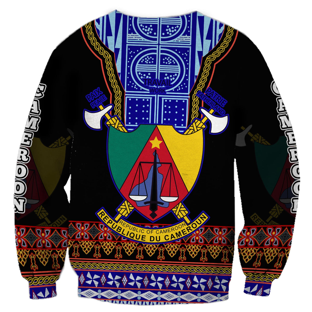 Cameroon Sweatshirt Atoghu Pattern Black Style - Wonder Print Shop
