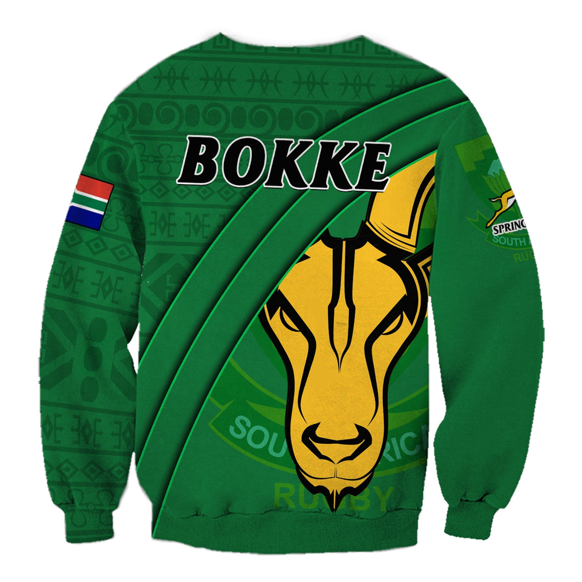 South Africa Rugby Sweatshirt Bokke Springbok With African Pattern Stronger Together - Wonder Print Shop