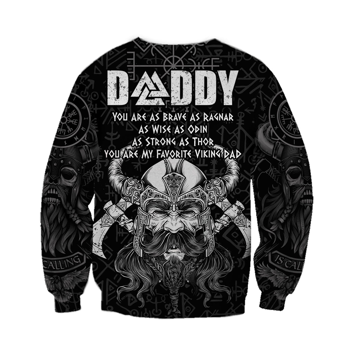 (Custom Personalised) Viking Dad Sweatshirt Odin Runes Fathers Day LT13 - Wonder Print Shop